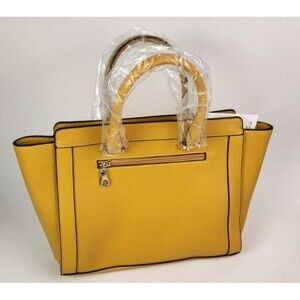 Chinllo Classy Top-Handle Bag Roomy Satchel Shoulder Bag Yellow Grain PU Leather